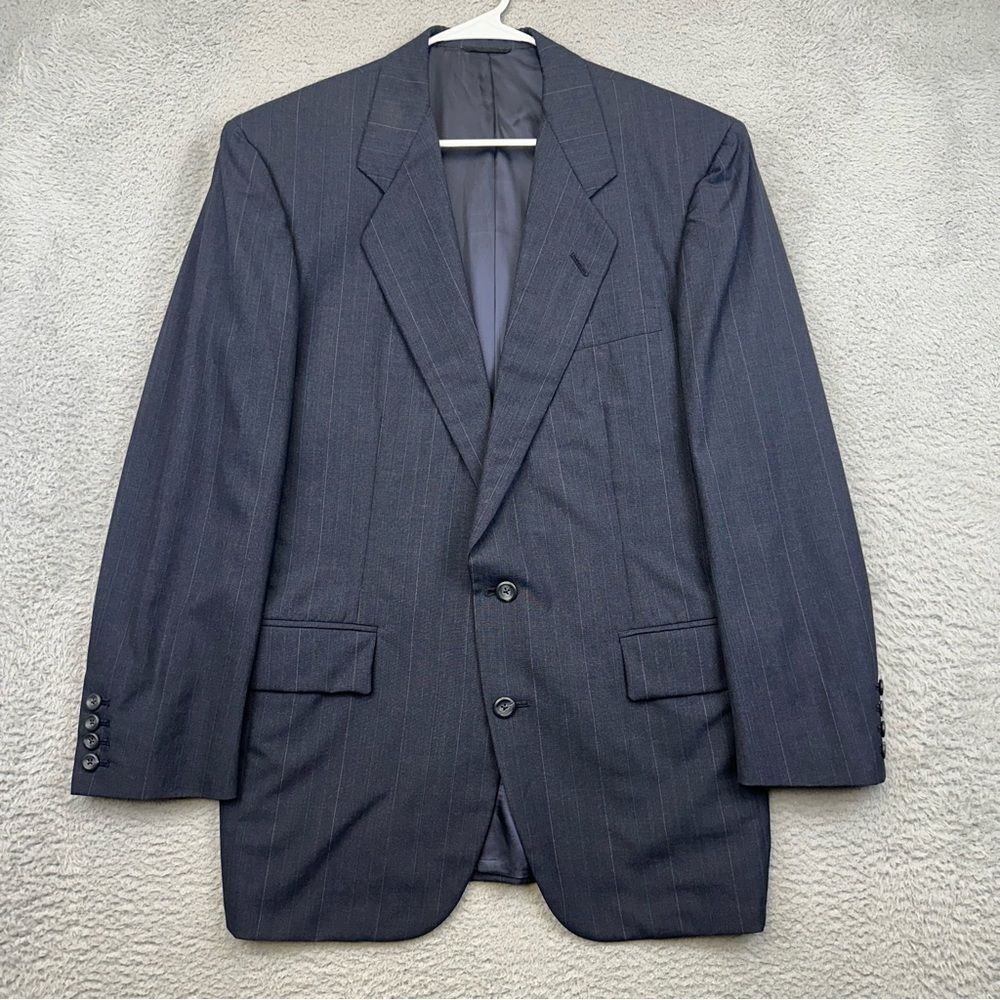 Holland & Sherry Savile Row Blazer Mens 42R Blue Bespoke Vintage USA Made Wool